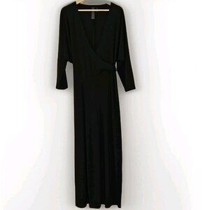 Norma Kamali Jumpsuit Women L / 40 Black Dolman LS Wrap Front Tie Waist Wide Leg